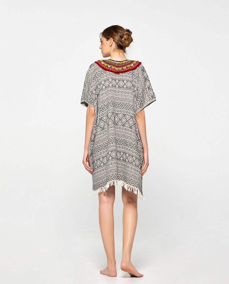 Dassios Theros- Aztec embroidered cotton poncho